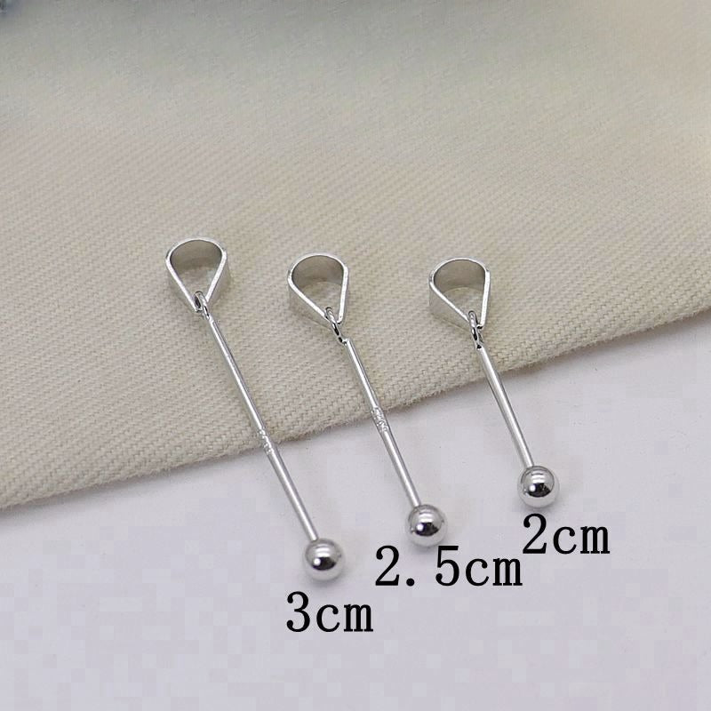 Wholesale S925 Silver Screw Round Bead Necklace Pendant Clasp DIY Accessories